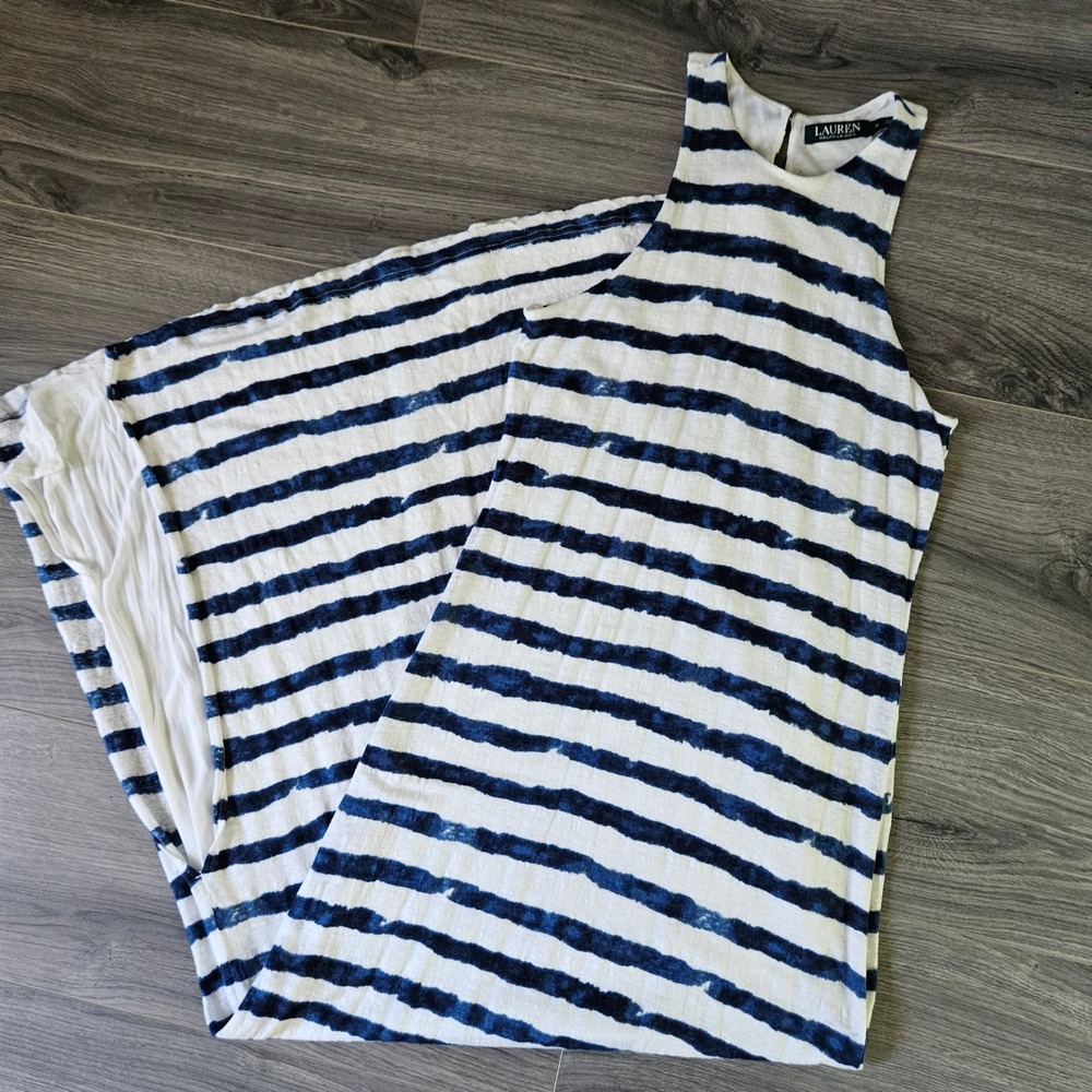 Lauren Ralph Lauren Blue & White Striped Maxi Dress